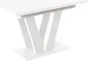 A close-up of the base of a white dining table with a V-shaped leg structure. Produktbild-Vorschau