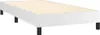 A white box spring bed frame with wooden slats and black legs, shown from a side angle against a white background. Produktbild-Vorschau