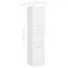A tall, narrow white cabinet shown against a white background with measurements indicated. Anteprima dell’immagine prodotto