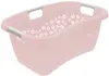 A pink laundry basket with a floral pattern and gray handles. Produktbild-Vorschau
