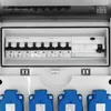 An open electrical distribution box with circuit breakers and sockets. Náhled obrázku produktu