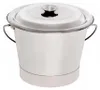 A clean, simple studio shot of a stainless steel bucket with a lid. Produktbild-Vorschau