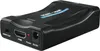 A black SCART to HDMI converter is shown on a white background. Voir les images du produit