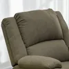A close-up view of the headrest and armrest of a brown recliner chair. Produktbild-Vorschau