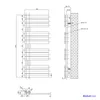 Technical drawing of a radiator with dimensions and mounting details. Produktbild-Vorschau