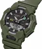 A close-up, angled shot of a green G-Shock watch against a white background. Produktbild-Vorschau