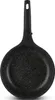 A top-down view of a black frying pan with a speckled pattern and a black handle, isolated on a white background. Produktbild-Vorschau