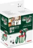 The image shows the packaging of a Bosch paint spray system, with product images and illustrations of its use. Produktbild-Vorschau