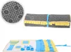 A dog snuffle mat shown in two states: rolled up and unrolled. The unrolled state shows the different compartments and textures. A close-up of the mat's texture is also shown. Produktbild-Vorschau