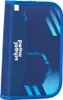 A closed pencil case with a blue and dark blue geometric design. Produktbild-Vorschau