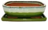 vaso per bonsai con sottovaso, misura 6 - verde e crema - Anteprima dell’immagine prodotto 1