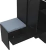 A close-up view of a black shoe cabinet with a gray upholstered seat cushion. Anteprima dell’immagine prodotto
