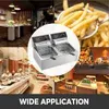 A collage of images showing a commercial deep fryer, french fries, and a buffet setting. Produktbild-Vorschau