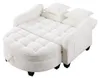 Rozkładana sofa 2 w 1 w kolorze beżowym z pufą z schowkiem, Podgląd zdjęcia produktu 15