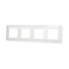 A white four-gang light switch frame is shown against a white background. Náhľad obrázku produktu