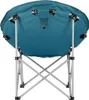 The back view of a teal camping chair with a metal frame. Produktbild-Vorschau