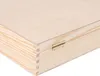 A close-up view of a wooden box with a hinged lid. Produktbild-Vorschau