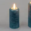 LED Kerze RUSTIK blau H. 10cm D. 5cm mit Timer aus Wachs Produktbild-Vorschau 1