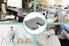 Collage of images showing an orthopedic seat cushion in different settings: an office, a waiting area, a car interior, and a close-up of the cushion itself. Náhled obrázku produktu