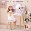 FCH Tavolo da trucco per bambini con sgabello, 4 cassetti, Anteprima dell’immagine prodotto 8