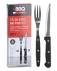 A box of steak knives and forks is shown next to the actual cutlery. Voir les images du produit