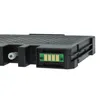A close-up, side view of a black ink cartridge with a green circuit board and gold contacts. Produktbild-Vorschau
