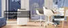 A modern office or living space with a portable air conditioner and two chairs. Produktbild-Vorschau