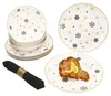 12tlg Tafelservice Stars schwarz gold 6 Personen Essteller Produktbild-Vorschau 1