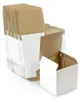 A stack of unfolded cardboard boxes and one assembled box. Produktbild-Vorschau