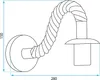 A line drawing of a wall lamp with dimensions indicated. Náhľad obrázku produktu