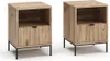 Two identical wooden nightstands with black metal legs are shown against a white background. Voir les images du produit
