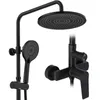 A black shower system with a rain shower head and a hand shower, mounted on a white background. Anteprima dell’immagine prodotto