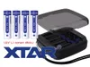 A set of four AA batteries and a battery charger case. Produktbild-Vorschau