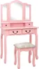 vidaXL Schminktisch-Set mit Hocker Rosa 80×69×141 cm Produktbild-Vorschau 2