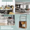 Collage of images showing a wine cabinet in different room settings and a close-up of the cabinet. Podgląd zdjęcia produktu