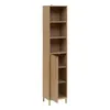 A tall, narrow wooden cabinet with shelves and a single door. Náhled obrázku produktu