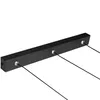 A black linear pendant light fixture with three suspension wires attached. Produktbild-Vorschau