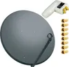 PremiumX SAT Anlage 100cm Antenne Stahl Anthrazit Quad LNB Produktbild-Vorschau 1