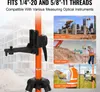 A collage showing a laser leveling tool on a tripod, with inset images demonstrating its use with different types of lasers and a laser distance meter. Anteprima dell’immagine prodotto
