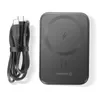 A black wireless charger and a black USB-C cable are shown on a white background. Podgląd zdjęcia produktu