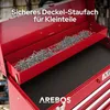Close-up view of an open red toolbox with a tray filled with nails. Náhled obrázku produktu