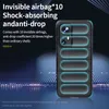 A phone case with visible airbags is shown against a dark, abstract background with blue lines. Produktbild-Vorschau