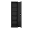 A black metal cabinet with its door open, showing four shelves, against a white background. Náhľad obrázku produktu