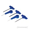 A set of five blue hand drills and awls on a white background. Produktbild-Vorschau