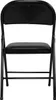 A black folding chair is shown from the front against a white background. Produktbild-Vorschau