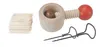 A set of tools for crafting with chestnuts, including a nutcracker, two drills, and a pile of toothpicks, all on a white background. Anteprima dell’immagine prodotto