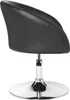 A black leather-look swivel chair with a chrome base, shown from the side against a white background. Produktbild-Vorschau