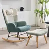 Sillón mecedora Merax con tapicería de bouclé y reposapiés, Vista previa de la imagen del producto 8