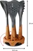 A set of kitchen utensils in a wooden stand, with dimensions indicated. Anteprima dell’immagine prodotto