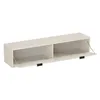 A wall-mounted TV cabinet with two open compartments and black handles. Podgląd zdjęcia produktu